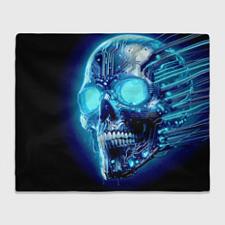 Плед флисовый Neon cyber skull - ai art, цвет: 3D-велсофт