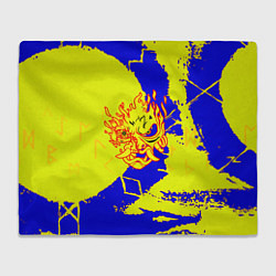 Плед флисовый Samurai logo yellow fire, цвет: 3D-велсофт