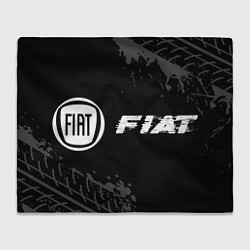 Плед флисовый Fiat speed на темном фоне со следами шин по-горизо, цвет: 3D-велсофт