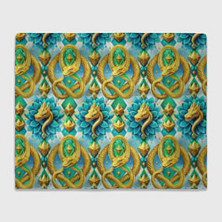 Плед флисовый Золотистые змеи и цветы, цвет: 3D-велсофт