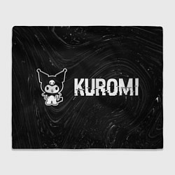 Плед флисовый Kuromi glitch на темном фоне по-горизонтали, цвет: 3D-велсофт