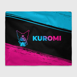 Плед флисовый Kuromi - neon gradient по-горизонтали, цвет: 3D-велсофт