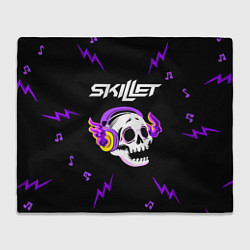 Плед флисовый Skillet неоновый череп, цвет: 3D-велсофт