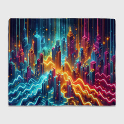 Плед флисовый Neon metropolis - vaporwave, цвет: 3D-велсофт