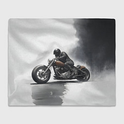 Плед флисовый Крутой байкер скетч, цвет: 3D-велсофт