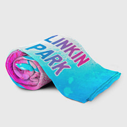 Плед флисовый Linkin Park 2024 neon gradient style по-горизонтал, цвет: 3D-велсофт — фото 2