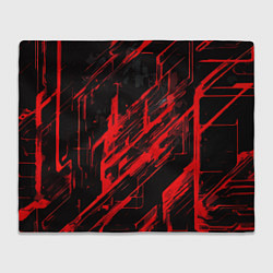 Плед флисовый Red stripes on a black background, цвет: 3D-велсофт