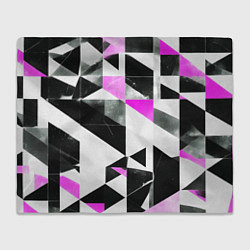 Плед флисовый Black and pink abstraction on a white background, цвет: 3D-велсофт