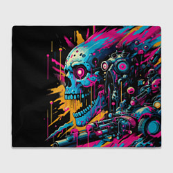 Плед флисовый Cool cyber skull - ai art, цвет: 3D-велсофт