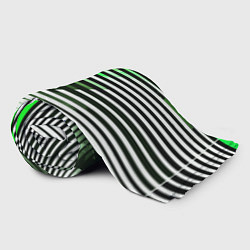 Плед флисовый Зелёно-чёрные полосы на белом фоне, цвет: 3D-велсофт — фото 2