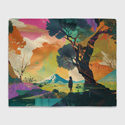 Плед флисовый На природе абстракция, цвет: 3D-велсофт