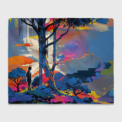 Плед флисовый Природа абстракция, цвет: 3D-велсофт