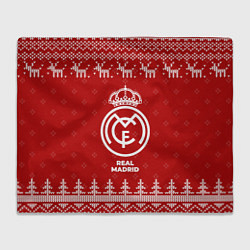 Плед флисовый Новогодний Real Madrid с оленями, цвет: 3D-велсофт