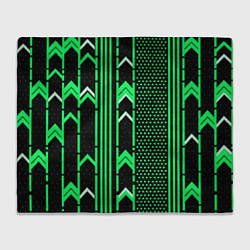 Плед флисовый Зелёные обои на чёрном фоне, цвет: 3D-велсофт