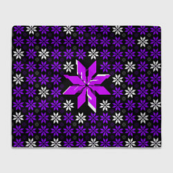 Плед флисовый Фиолетово-белые звёзды на чёрном фоне, цвет: 3D-велсофт