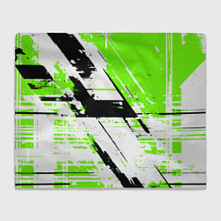 Плед флисовый Diagonal black and green stripes on a white backgr, цвет: 3D-велсофт