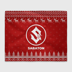 Плед флисовый Новогодний Sabaton с оленями, цвет: 3D-велсофт