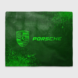 Плед флисовый Porsche - green gradient по-горизонтали, цвет: 3D-велсофт