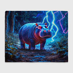 Плед флисовый Бегемот в разрядах молний, цвет: 3D-велсофт