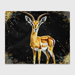 Плед флисовый Газель на черном, цвет: 3D-велсофт