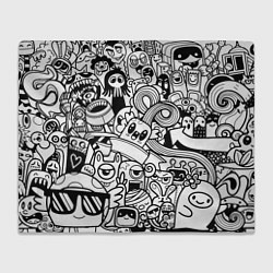 Плед флисовый Black and white doddle monsters, цвет: 3D-велсофт