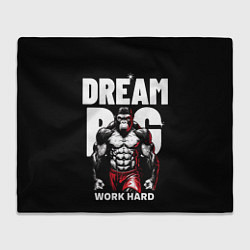 Плед флисовый Dream big - work hard monkey, цвет: 3D-велсофт