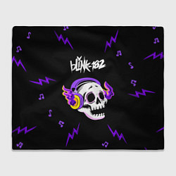 Плед флисовый Blink 182 неоновый череп, цвет: 3D-велсофт