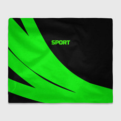 Плед флисовый Sport чёрно-зелёный, цвет: 3D-велсофт