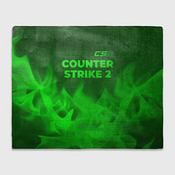 Плед флисовый Counter Strike 2 - green gradient посередине, цвет: 3D-велсофт