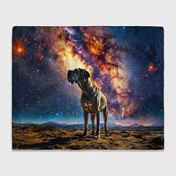 Плед флисовый Немецкий дог и космическое небо, цвет: 3D-велсофт