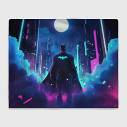 Плед флисовый Бэтмен неоновый город, цвет: 3D-велсофт