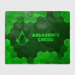 Плед флисовый Assassins Creed - green gradient по-горизонтали, цвет: 3D-велсофт
