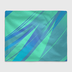 Плед флисовый Нежный голубой с полосами градиент, цвет: 3D-велсофт