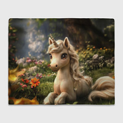 Плед флисовый Единорожка кофейного цвета, цвет: 3D-велсофт