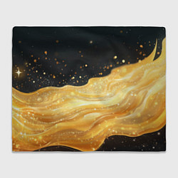 Плед флисовый Золотистая материя на черном фоне, цвет: 3D-велсофт