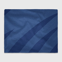 Плед флисовый Синий текстурный с полосой, цвет: 3D-велсофт