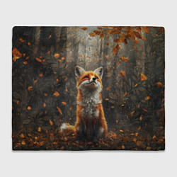 Плед флисовый Довольный лис в лесной чаще, цвет: 3D-велсофт