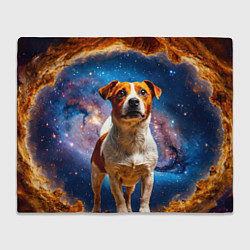 Плед флисовый Джек Рассел терьер в космосе, цвет: 3D-велсофт