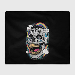 Плед флисовый Skull and rainbow - im fine, цвет: 3D-велсофт