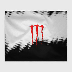 Плед флисовый Monster energy чёрно белые краски, цвет: 3D-велсофт