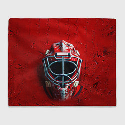Плед флисовый Маска голкипера на красном, цвет: 3D-велсофт