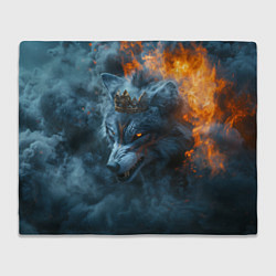 Плед флисовый Волк в короне в огне, цвет: 3D-велсофт