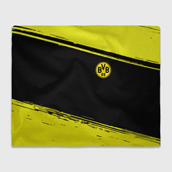 Плед флисовый Borussia жёлтые полосы, цвет: 3D-велсофт