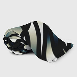 Плед флисовый Чёрно-белый с синим затемнением полосы, цвет: 3D-велсофт — фото 2