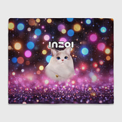 Плед флисовый Inzoi кошечка и логотип, цвет: 3D-велсофт
