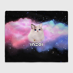 Плед флисовый Inzoi логотип и кошечка на облаке, цвет: 3D-велсофт