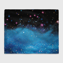 Плед флисовый Синяя текстура из блестящих звездочек, цвет: 3D-велсофт