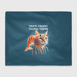 Плед флисовый Trippi troppi troppa trippa - brainrot cat meme, цвет: 3D-велсофт