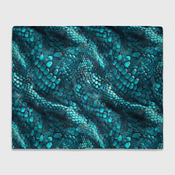 Плед флисовый Бирюзовая чешуя рептилии - абстрактный паттерн, цвет: 3D-велсофт