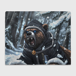 Плед флисовый Зима - русский медведь, цвет: 3D-велсофт